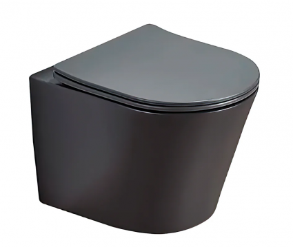 Унитаз подвесной Good Door Hansmann ROUND безободковый, с микролифтом, темно-серый, 36x53.1 см