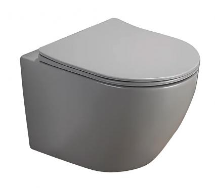 Унитаз подвесной Good Door Hansmann ROUND безободковый, с микролифтом, серый, 36x53.1 см