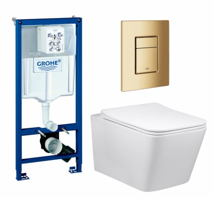 Комплект 3 в 1 инсталляция Grohe Rapid SL + Унитаз Vincea Q-Line VT1-12 + кнопка холодный рассвет глянцевая