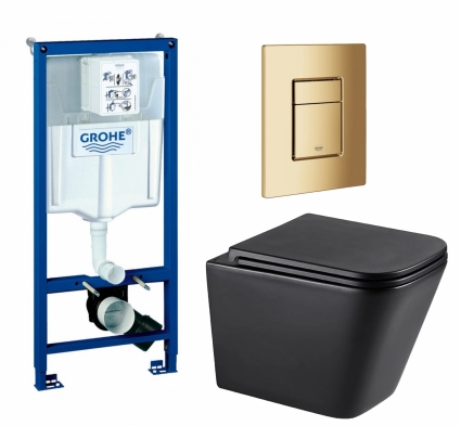 Комплект 3 в 1 инсталляция Grohe Rapid SL + Унитаз подвесной Lemark Florex 9612002 + кнопка холодный рассвет глянцевая