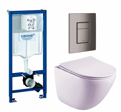 Комплект 3 в 1 инсталляция Grohe Rapid SL + Унитаз подвесной Esbano Lotus ESUPLOTUW  + кнопка темный графит