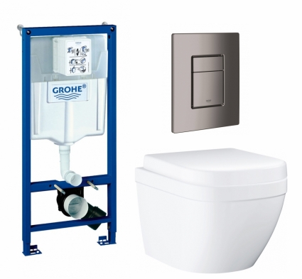 Комплект 3 в 1 инсталляция Grohe Rapid SL + Унитаз подвесной Grohe Euro Ceramic 39206000 + кнопка темный графит