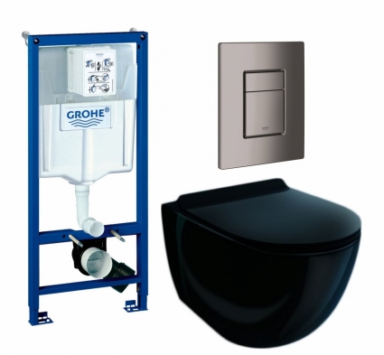 Комплект 3 в 1 инсталляция Grohe Rapid SL + Унитаз подвесной Esbano Garcia ESUPGARCB + кнопка темный графит