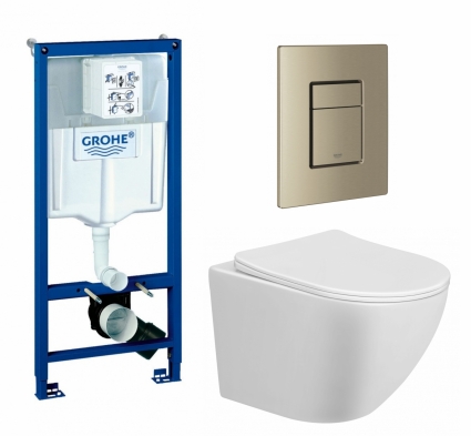 Комплект 3 в 1 инсталляция Grohe Rapid SL + Унитаз подвесной Taliente Amato AM25010 + кнопка никель матовый