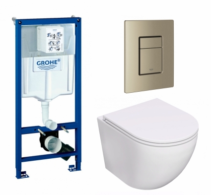 Комплект 3 в 1 инсталляция Grohe Rapid SL + Унитаз подвесной Lorne Pilpao LN5007501 + кнопка никель матовый