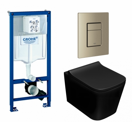 Комплект 3 в 1 инсталляция Grohe Rapid SL + Унитаз подвесной Lorne Lambro BL LN5007507 + кнопка никель матовый
