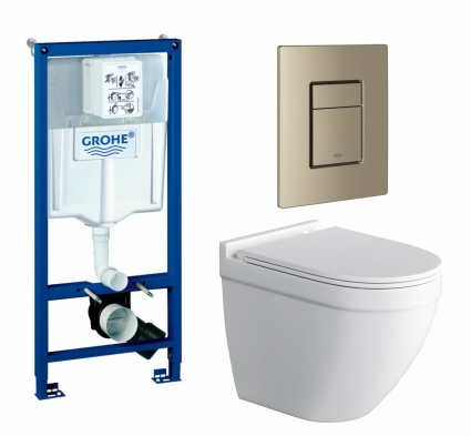 Комплект 3 в 1 инсталляция Grohe Rapid SL + Унитаз подвесной Owl 1975 Cirkel-H + кнопка никель матовый