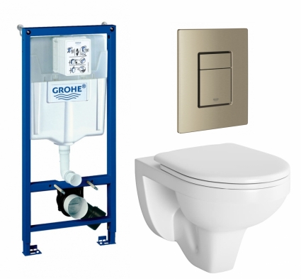 Комплект 3 в 1 инсталляция Grohe Rapid SL + Унитаз подвесной Berges Wasserhaus Gamma 081105 + кнопка никель матовый