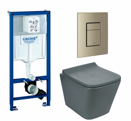 Комплект 3 в 1 инсталляция Grohe Rapid SL + Унитаз подвесной Weltwasser WW SK Gelbach 041 MT-GR + кнопка никель матовый