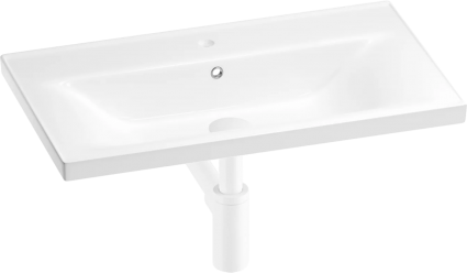 Мебельная раковина Wellsee FreeDom 201001480 65, с сифоном и донным клапаном, глянцевый белый, матовый белый