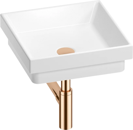 Накладная раковина Wellsee Doux 201001119 40, с сифоном и донным клапаном, глянцевый белый, розовое золото