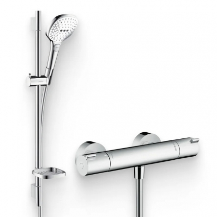 Душевой комплект Термостат Hansgrohe Ecostat 1001 CL ВМ 13211000 для душа + Гарнитур Raindance Select E 120 26620400 хром, штанга 6.8 см