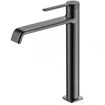 Смеситель для раковины высокий металл Gun Metal, AQUAme Asti AQM6414GM, однорычажный, серый