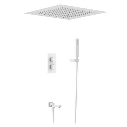Душевой комплект Timo Petruma SX-5019/16SM, С ВНУТРЕННЕЙ ЧАСТЬЮ, белый матовый, шланг металлический 150 см