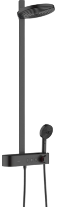 Душевая стойка Hansgrohe Pulsify Select 24240670, черный, штанга 110 см, шланг пластиковый 160 см