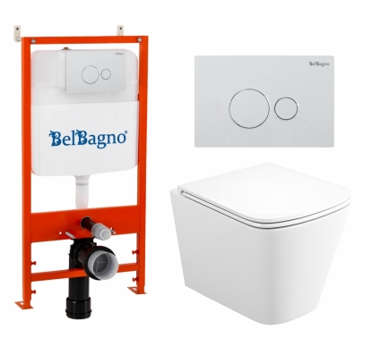Комплект 3 в 1 инсталляция BelBagno BB026/BB082BL + Унитаз подвесной Enio Binario Tornado EN4180237 + кнопка белая глянцевая