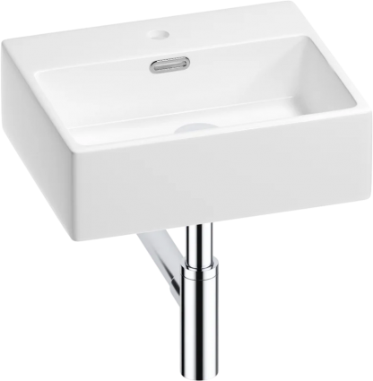 Накладная раковина Wellsee Graceful Pro 201001316, 43, с сифоном и донным клапаном, глянцевый белый, хром