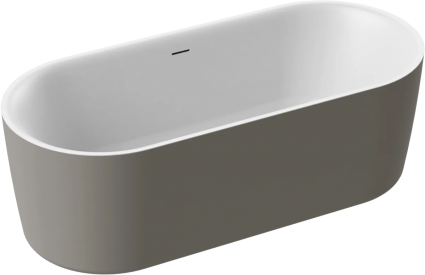 Акриловая ванна Cezares Metauro METAURO-INT-Central-180-80-60-G-W-MATT 180x80 см, отдельностоящая, серая матовая, овальная, вклеенный каркас, со сливом-переливом, с донным клапаном, объем 195 л.
