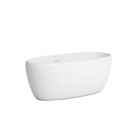 Ванна из искусственного камня Salini Luce 100122M 150x75 см, отдельностоящая, матовая белая, овальная, с донным клапаном, фурнитура белая, объем 280 л.