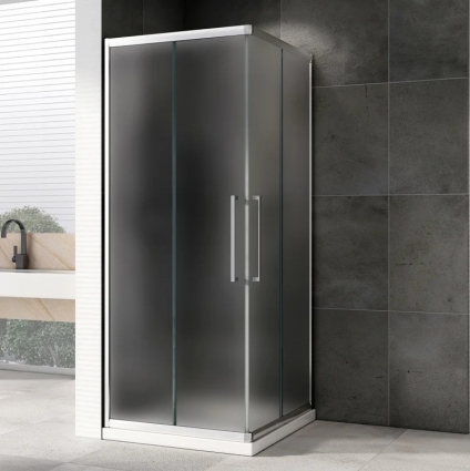 Душевой уголок Abber Schwarzer Diamant AG02090MH, 90x90, профиль хром матовый, стекло матовое, квадратный, двери раздвижные