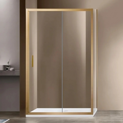 Душевой уголок Vincea Garda VSR-1G8013CLG, 130х80, профиль брашированное золото, стекло прозрачное, прямоугольный, двери раздвижные