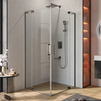 Душевой уголок Cezares Slider AH 2 70/80-100/110 C GM, профиль оружейная сталь, стекло прозрачное, прямоугольный, двери распашные