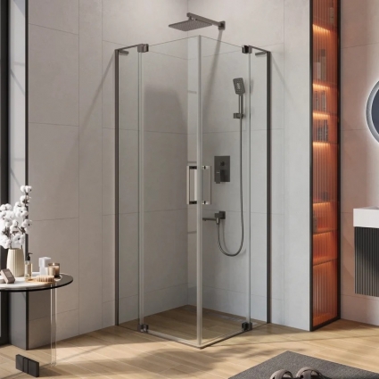 Душевой уголок Cezares Slider A 2 70/80 C GM, профиль оружейная сталь, стекло прозрачное, квадратный, двери распашные