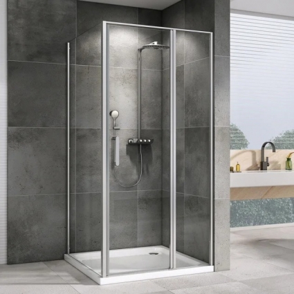 Душевой уголок Abber Sonnenstrand AG04130S-S80, 80x130, профиль хром, стекло прозрачное, прямоугольный, двери распашные