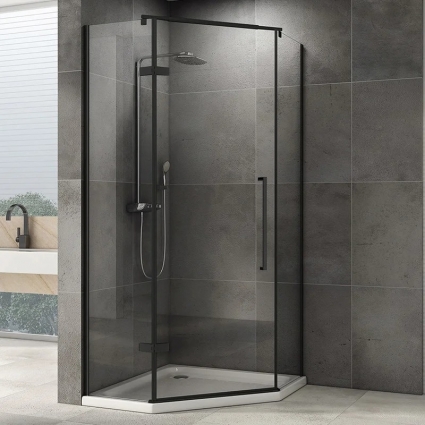 Душевой уголок Abber Ewiges Wasser AG05090B, 90x90, профиль черный, стекло прозрачное, двери распашные