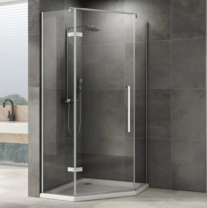 Душевой уголок Abber Ewiges Wasser AG05090, 90x90, профиль хром, стекло прозрачное, двери распашные