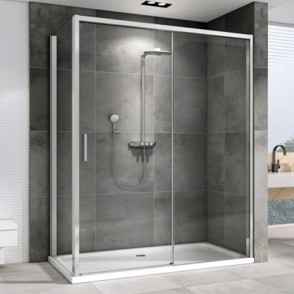 Душевой уголок Abber Komfort AG93140-S92, 140x90, профиль хром, стекло прозрачное, прямоугольный, двери раздвижные