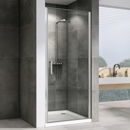 Душевая дверь в нишу Abber Sonnenstrand AG04100, 100 см, профиль хром, стекло прозрачное, распашная