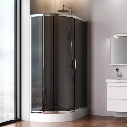 Душевой уголок Am.Pm Like W83UG-302U120CG, 120x80 профиль хром, стекло тонированное, прямоугольный-асимметричный, двери раздвижные