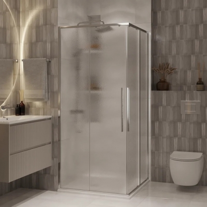 Душевой уголок Niagara Nova NG-3623-34, 90x90, профиль хром, стекло шиншилла, квадратный, двери раздвижные