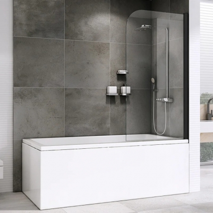 Шторка на ванну Abber Ewiges Wasser AG52080B, 80x140, профиль черный, стекло прозрачное в современном стиле