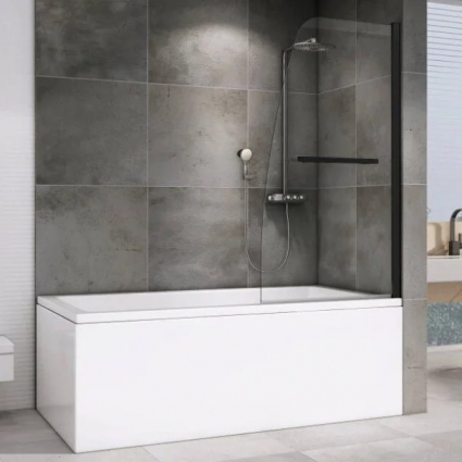 Шторка на ванну Abber Ewiges Wasser AG50080B, 80x140, профиль черный, стекло прозрачное в современном стиле