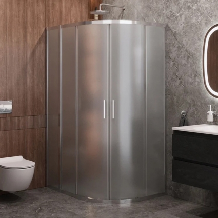 Душевой уголок Cezares Molveno RH 2 100+80 P Cr, 100х80 см, профиль хром, стекло рифленое, прямоугольный-асимметричный, двери раздвижные