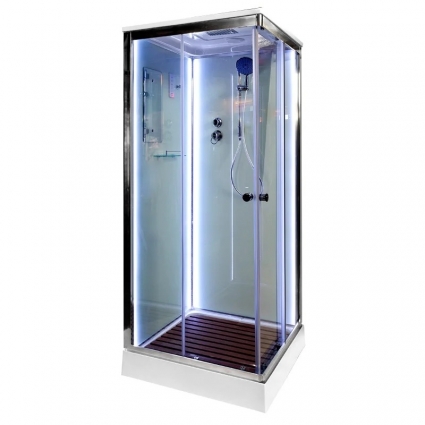 Душевая кабина DTO K 401SLED квадратная, c крышей, двери раздвижные