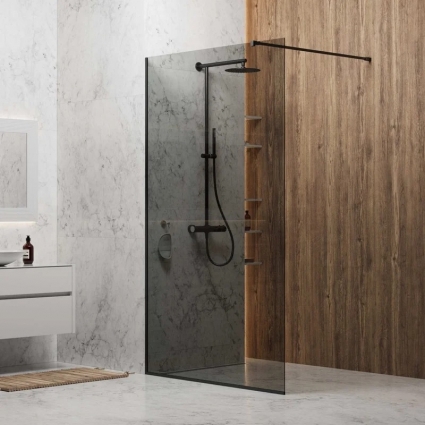 Душевая перегородка Berges Wasserhaus Sky Black 064012, 80 см, профиль черный матовый, стекло тонированное в современном стиле