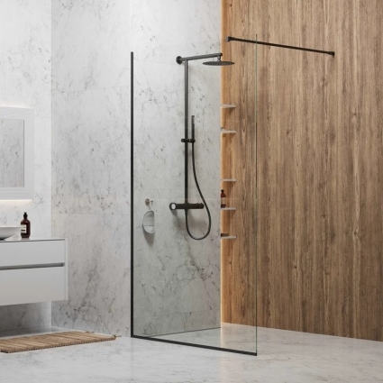 Душевая перегородка Berges Wasserhaus Sky Black 064006, 120 см, профиль черный матовый, стекло прозрачное в современном стиле