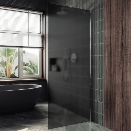Душевая перегородка Maybahglass MGD-682-5ш, 109 см, профиль хром матовый, стекло графит матовое в современном стиле