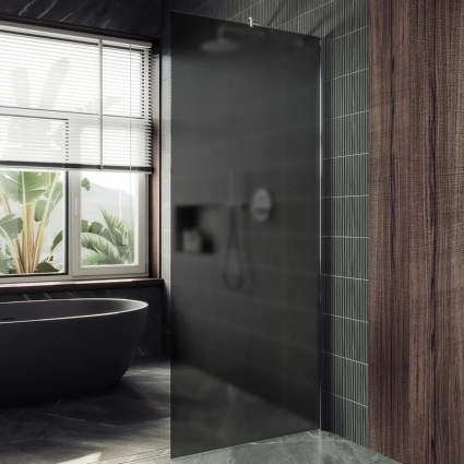 Душевая перегородка Maybahglass MGD-694-5ш, 89 см, профиль хром матовый, стекло графит матовое в современном стиле