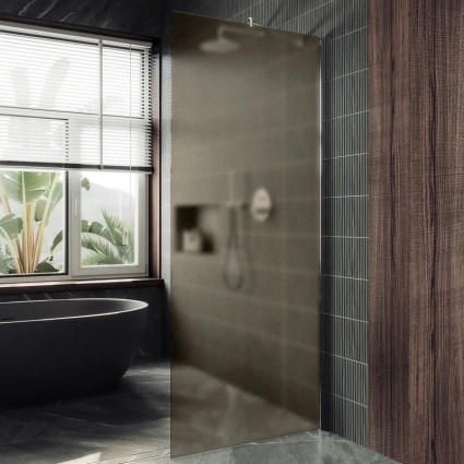 Душевая перегородка Maybahglass MGD-692-5ш, 89 см, профиль хром матовый, стекло бронза матовое в современном стиле