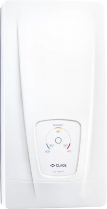 Проточный водонагреватель Clage E-comfort DLX 21 Next спиральный теплообменник, белый, с индикатором нагрева
