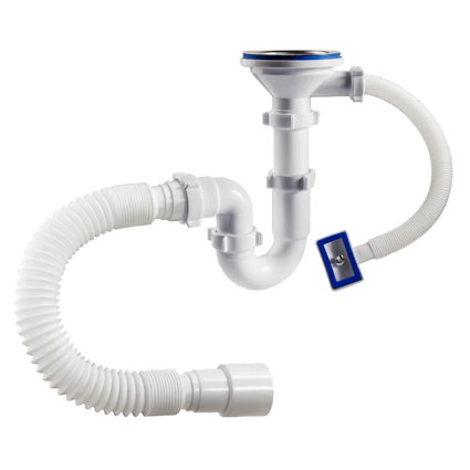 Сифон для мойки Orio S-41079 с прямоугольным переливом, белый