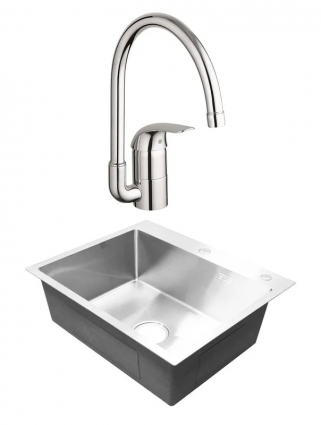 Комплект Мойка Azario Sabrina + Смеситель Grohe Euroeco прямоугольная
