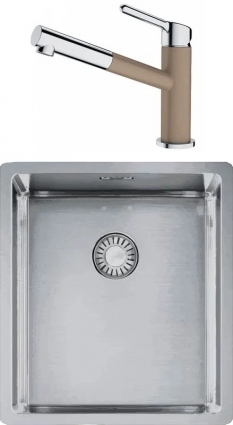 Комплект Мойка Franke Box BXX 210-36 нержавеющая сталь + Смеситель Orbit 115.0623.147 хром, миндаль, полированная, прямоугольная