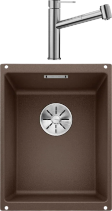 Комплект Мойка Blanco Subline 320-U кофе + Смеситель Ambis-S 523119 матовая, прямоугольная
