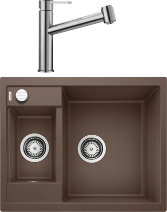 Комплект Мойка Blanco Metra 6 кофе + Смеситель Ambis-S 523119 матовая, прямоугольная