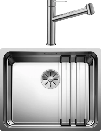 Комплект Мойка Blanco Etagon 500-IF + Смеситель Ambis-S 523119 полированная, прямоугольная